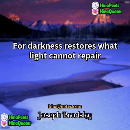 Joseph Brodsky Quotes | For darkness restores what light cannot repair.
